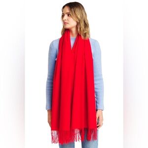 Soft Cashmere Red Fringe Scarf